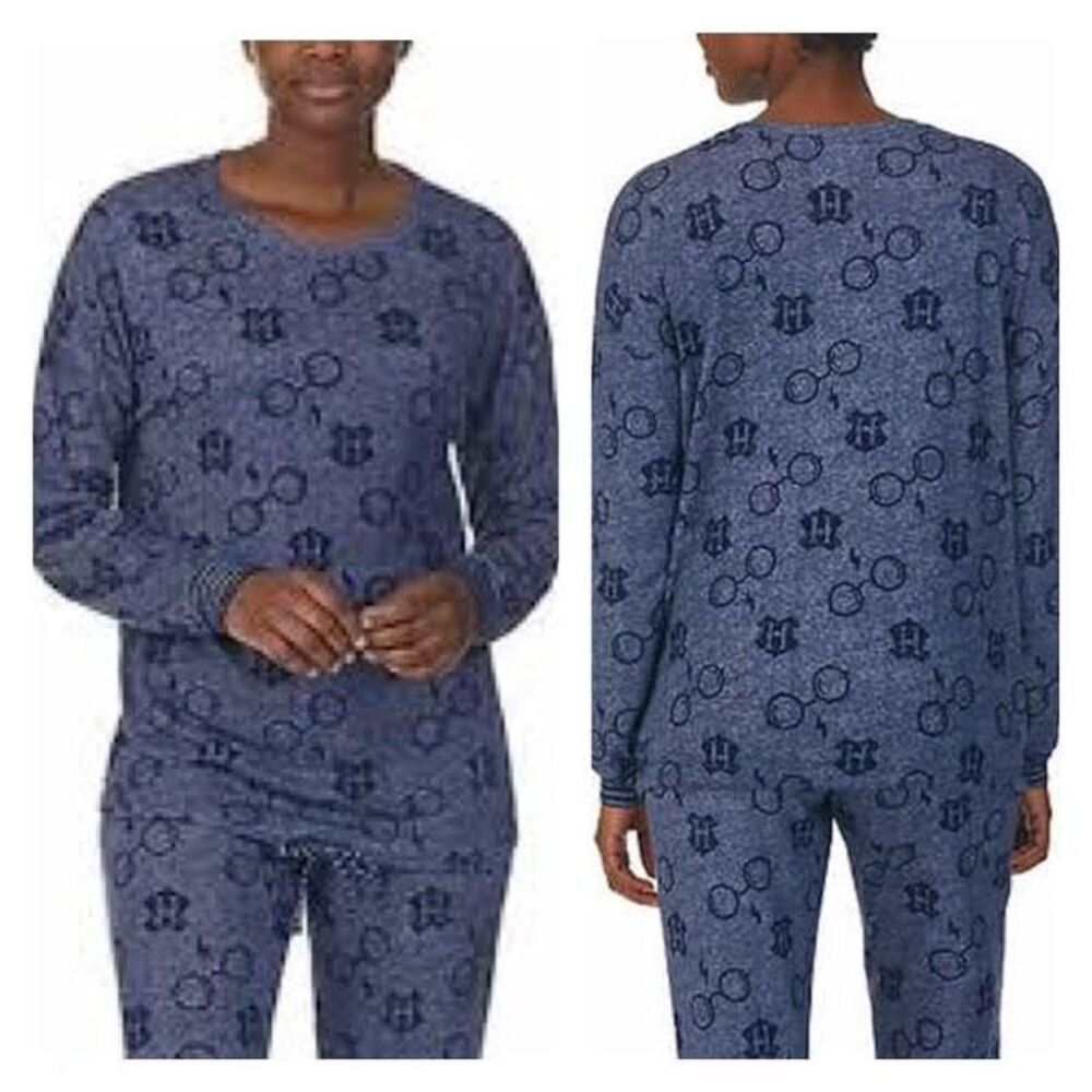 Disney Women's Wizarding World of Harry Potter Embossed Knit Top Blue Size 2XL